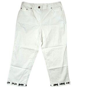 Ruby Rd Women Capri Pants Size 6 Petite 6P White Beaded